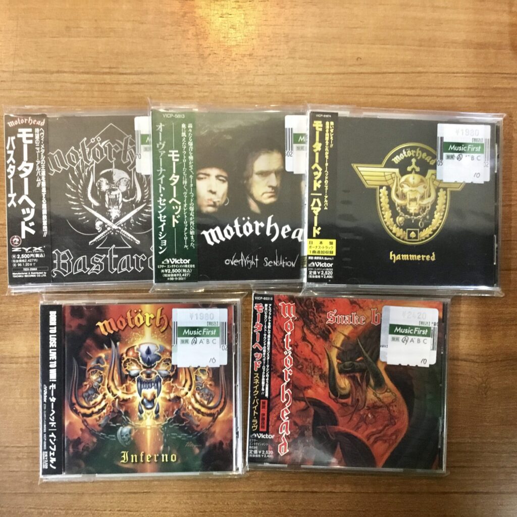 モーターヘッドの国内盤帯付CDが5枚入荷致しました。